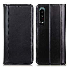 Leather Case Stands Flip Cover Holder M05L for Sony Xperia 5 III Black