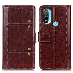 Leather Case Stands Flip Cover Holder M06L for Motorola Moto E20 Brown