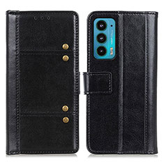 Leather Case Stands Flip Cover Holder M06L for Motorola Moto Edge 20 5G Black