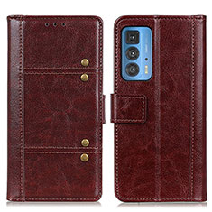 Leather Case Stands Flip Cover Holder M06L for Motorola Moto Edge 20 Pro 5G Brown