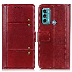 Leather Case Stands Flip Cover Holder M06L for Motorola Moto G60 Red