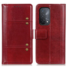 Leather Case Stands Flip Cover Holder M06L for OnePlus Nord N200 5G Red