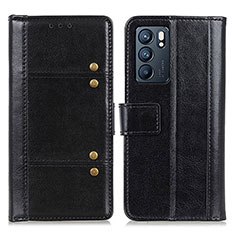 Leather Case Stands Flip Cover Holder M06L for Oppo Reno6 5G Black