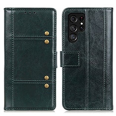 Leather Case Stands Flip Cover Holder M06L for Samsung Galaxy S21 Ultra 5G Green