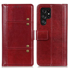 Leather Case Stands Flip Cover Holder M06L for Samsung Galaxy S21 Ultra 5G Red