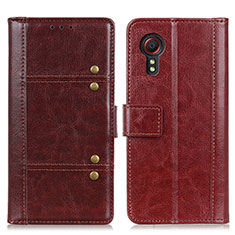 Leather Case Stands Flip Cover Holder M06L for Samsung Galaxy XCover 5 SM-G525F Brown