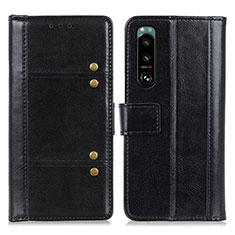 Leather Case Stands Flip Cover Holder M06L for Sony Xperia 5 III Black