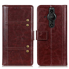 Leather Case Stands Flip Cover Holder M06L for Sony Xperia PRO-I Brown