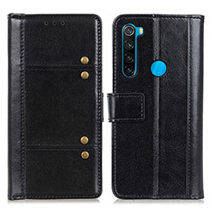 Leather Case Stands Flip Cover Holder M06L for Xiaomi Redmi Note 8 (2021) Black