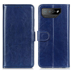 Leather Case Stands Flip Cover Holder M07L for Asus ROG Phone 7 Ultimate Blue