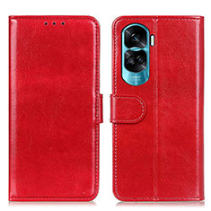 Leather Case Stands Flip Cover Holder M07L for Huawei Honor 90 Lite 5G Red