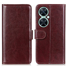 Leather Case Stands Flip Cover Holder M07L for Huawei Nova 11i Brown