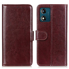 Leather Case Stands Flip Cover Holder M07L for Motorola Moto E13 Brown