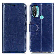 Leather Case Stands Flip Cover Holder M07L for Motorola Moto E20 Blue