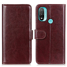 Leather Case Stands Flip Cover Holder M07L for Motorola Moto E20 Brown