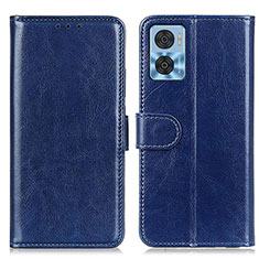 Leather Case Stands Flip Cover Holder M07L for Motorola Moto E22i Blue