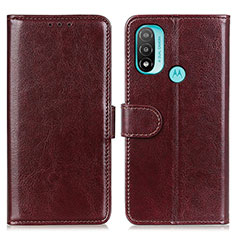 Leather Case Stands Flip Cover Holder M07L for Motorola Moto E30 Brown