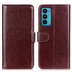 Leather Case Stands Flip Cover Holder M07L for Motorola Moto Edge Lite 5G Brown