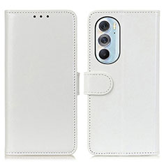 Leather Case Stands Flip Cover Holder M07L for Motorola Moto Edge Plus (2022) 5G White