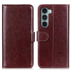 Leather Case Stands Flip Cover Holder M07L for Motorola Moto Edge S30 5G Brown