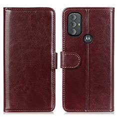 Leather Case Stands Flip Cover Holder M07L for Motorola Moto G Power (2022) Brown