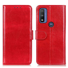 Leather Case Stands Flip Cover Holder M07L for Motorola Moto G Pure Red