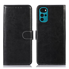 Leather Case Stands Flip Cover Holder M07L for Motorola Moto G22 Black