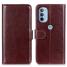 Leather Case Stands Flip Cover Holder M07L for Motorola Moto G31 Brown