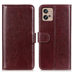 Leather Case Stands Flip Cover Holder M07L for Motorola Moto G32 Brown