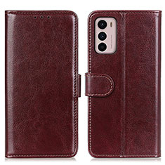 Leather Case Stands Flip Cover Holder M07L for Motorola Moto G42 Brown