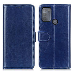 Leather Case Stands Flip Cover Holder M07L for Motorola Moto G50 Blue
