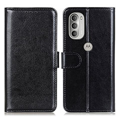 Leather Case Stands Flip Cover Holder M07L for Motorola Moto G51 5G Black