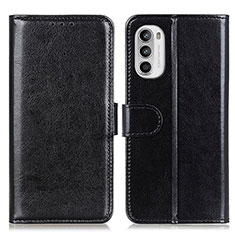 Leather Case Stands Flip Cover Holder M07L for Motorola MOTO G52 Black