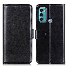 Leather Case Stands Flip Cover Holder M07L for Motorola Moto G60 Black