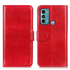 Leather Case Stands Flip Cover Holder M07L for Motorola Moto G60 Red