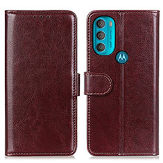 Leather Case Stands Flip Cover Holder M07L for Motorola Moto G71 5G Brown