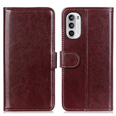 Leather Case Stands Flip Cover Holder M07L for Motorola Moto G71s 5G Brown