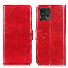 Leather Case Stands Flip Cover Holder M07L for Motorola Moto G72 Red
