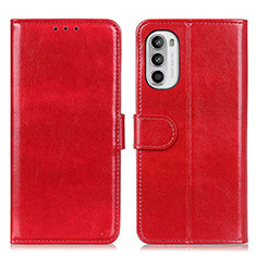 Leather Case Stands Flip Cover Holder M07L for Motorola Moto G82 5G Red