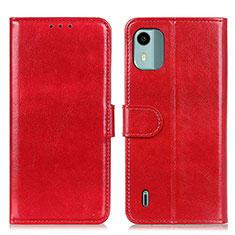Leather Case Stands Flip Cover Holder M07L for Nokia C12 Red