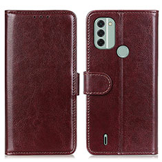 Leather Case Stands Flip Cover Holder M07L for Nokia C31 Brown