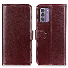 Leather Case Stands Flip Cover Holder M07L for Nokia G310 5G Brown