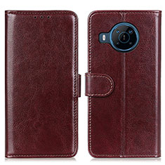 Leather Case Stands Flip Cover Holder M07L for Nokia X100 5G Brown