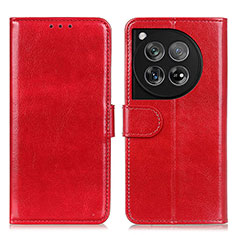 Leather Case Stands Flip Cover Holder M07L for OnePlus 12 5G Red