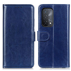 Leather Case Stands Flip Cover Holder M07L for OnePlus Nord N200 5G Blue
