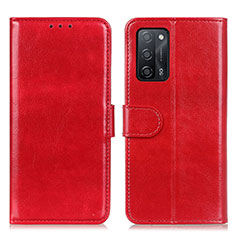 Leather Case Stands Flip Cover Holder M07L for Oppo A53s 5G Red