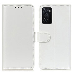 Leather Case Stands Flip Cover Holder M07L for Oppo A55S 5G White