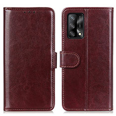 Leather Case Stands Flip Cover Holder M07L for Oppo A74 4G Brown