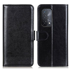 Leather Case Stands Flip Cover Holder M07L for Oppo A74 5G Black