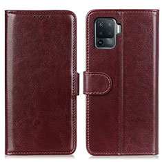 Leather Case Stands Flip Cover Holder M07L for Oppo A94 4G Brown